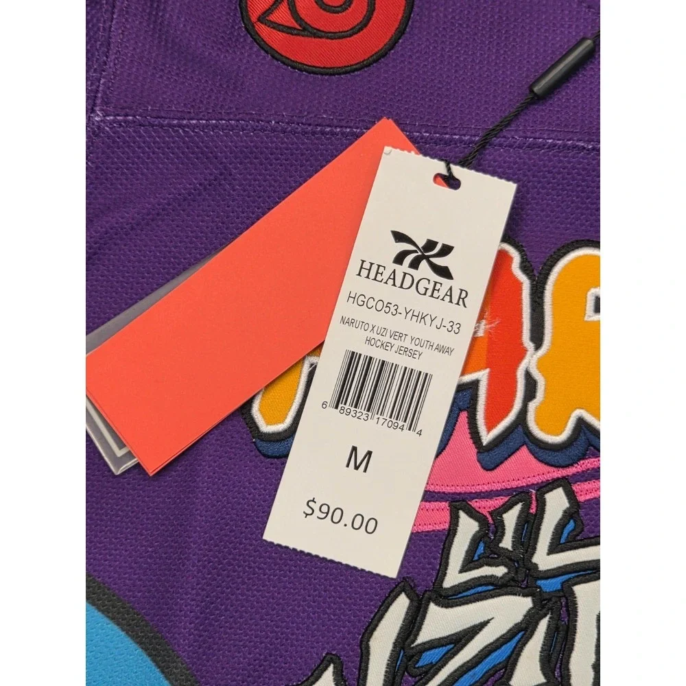 Naruto Lil Uzi Vert Jersey Youth Medium Yellow Yokai Anime Hockey Kids‎ Tee